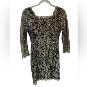 Chic Black and Cream Floral Lace Dress